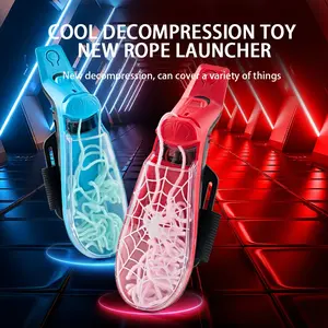 Night Light Rope Launcher, Automatic Recovery Stress Relief Toy, Rechargeable LED Retractable Spider Silk Emitter, Kids Outdoor Toy, Boy Girl Gift