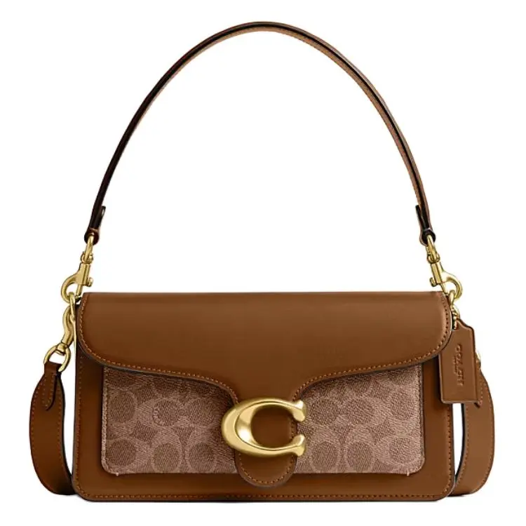 COACH Tabby 26 Leather Handbag with Signature Hardware and Magnetic Closure – Medium Crossbody, Shoulder, or Top Handle Bag for Women in Tan Brown