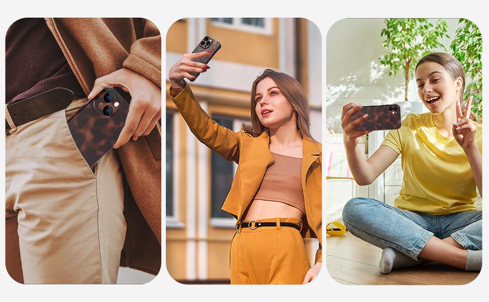 Huahuacase Compatible with for iPhone 15 Case, Tortoise Shell Chic Amber Brown Print Leopard, Classic Soft TPU Protective Shockproof Case for iPhone 15 6.1 ''Color2