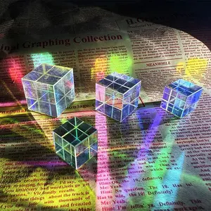 5 Piece Colorful Artificial Crystal Prism Set, Optical Glass Cubes, RGB Dispersion, Educational Gift, Ages 14+, Mixed Colors, Novelty Prisms