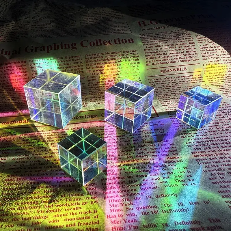 5 Piece Colorful Artificial Crystal Prism Set, Optical Glass Cubes, RGB Dispersion, Rainbow, Educational Gift, Ages 14+, Mixed Colors, Novelty Prisms