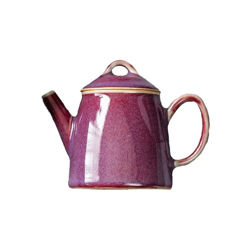 Handmade Pottery Ceramic Teapot - 110ml Capacity, Open Kiln Masterpiece, Natural Purple Mineral Glaze, Multi-Functional Chinese Collectible for Tea Lovers