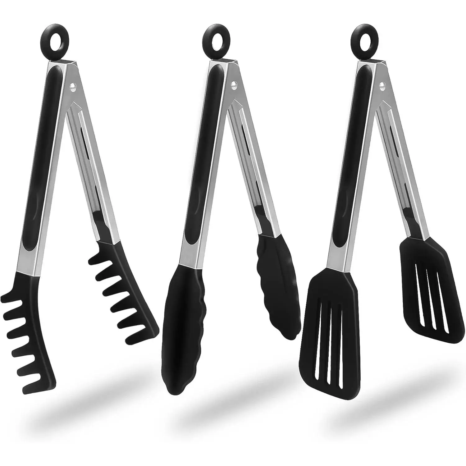 ong for Cooking wi ilicone ip(3 Pack), Non ick Kicen ong wi ilicone ip for Cooking BBQ Baking (9", Black)