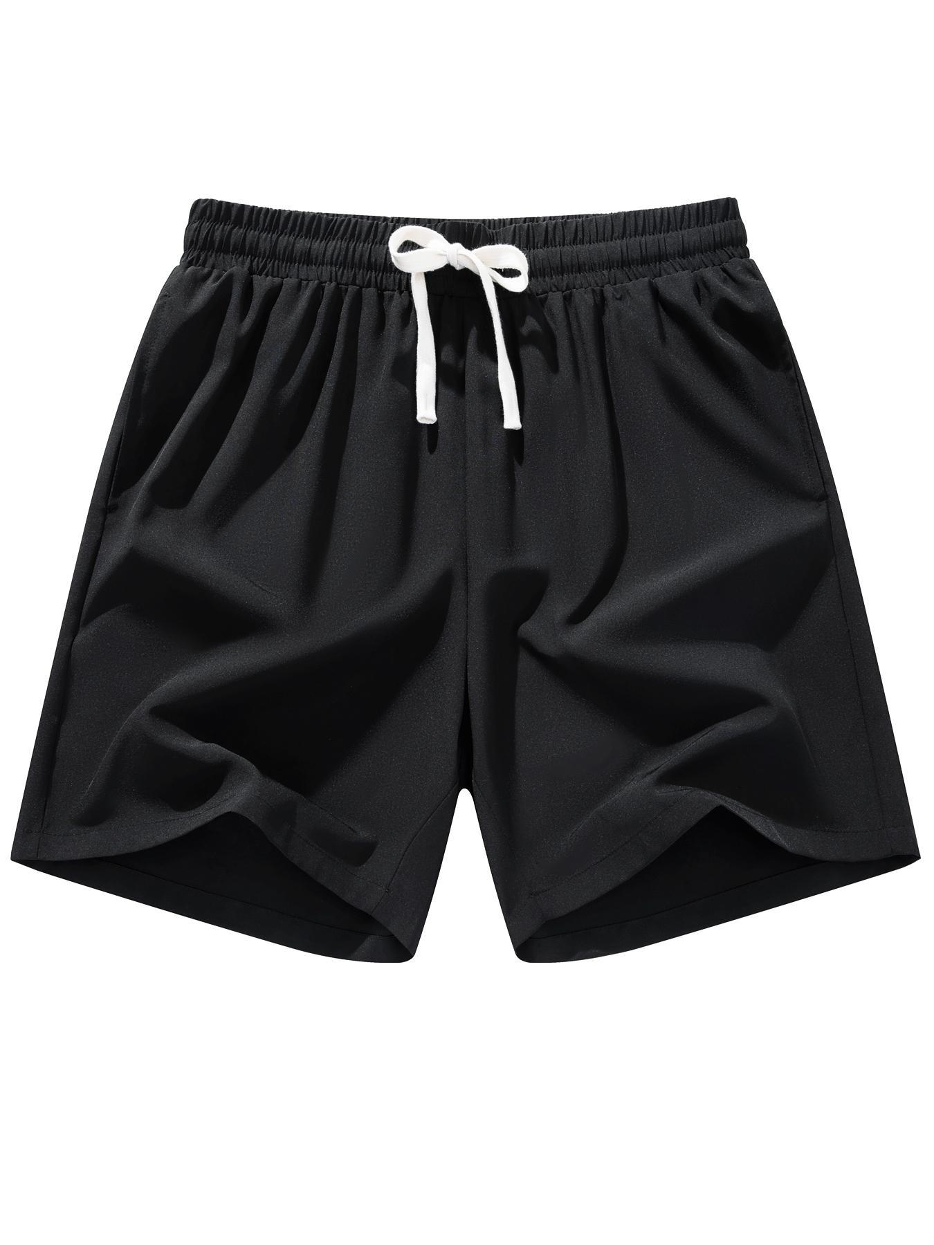 Men's Solid Color Drawstring Waist Shorts, Regular Fit Casual Comfy Breathable Shorts for Beach Vacation Outdoor Activities, Men's Bottoms for Summer, Drawstring Athletic Shorts