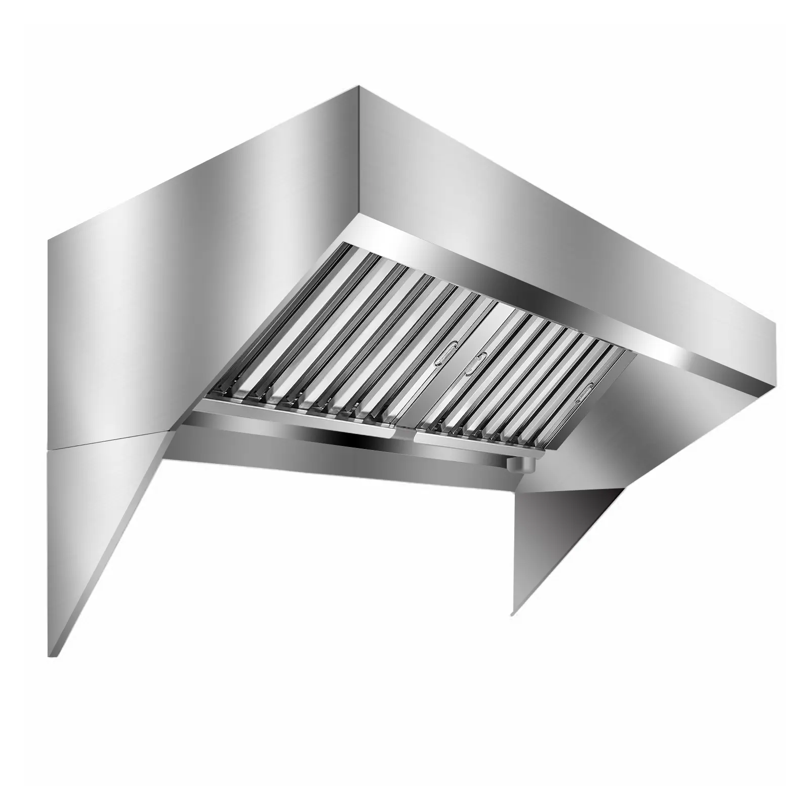 Commercial Stainless Steel Range Hood, 4-9 FT Wall-Mount Exhaust Hood with Removable Baffle Grease Filters, Wide Smoke Capture Canopy for Restaurant Kitchen, Food Truck and Concession Trailer, External Blower Compatible, Mounting Hardware Included
