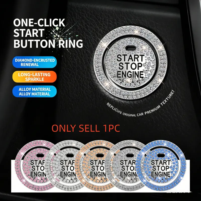Trim Ring Sticker Car Interior Starter Switch Button Ignition Device Decor Keys Protection Cover Diamond Bling Stickers