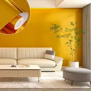 [2ROLLS] Self-Adhesive Metal Texture Wallpaper, Vinyl Wrap Home Interior Stickers, Gold Removable Contact Paper,17.72in*118.11in,Home Decor Sticker for Elevator Doors, Refrigerators, Walls & Furniture Renovation,Bedroom,Livingroom,Kitchen