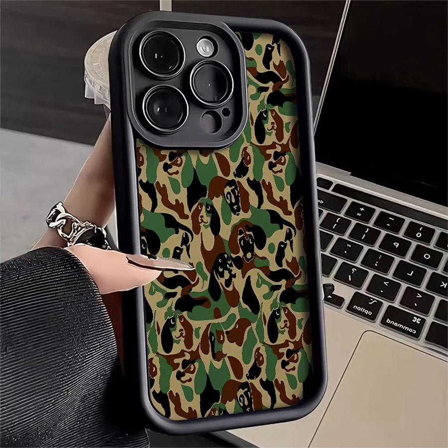 Phone Case - 1pc Camo Dog Pattern Phone Case Suitable for Apple iPhone 17 E Air Pro ProMax iPhone16 15 14 Plus 13 12 Mini 11 X XS XR Antidrop Softshell Shock Proof All Inclusive Lens Protection Funky Fashion Can Be