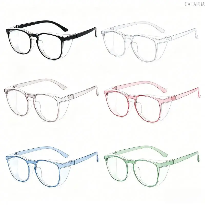 6pc Fashion Safety Goggles - Transparent Anti-Fog Anti-Blue Protector, Windproof Safety Gear for Daily Outdoor Use
