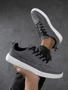 Men's All-Season Versatile Lace-Up Flat Sneakers, Simple and Elegant Design, Comfortable Fit, Ideal for Daily Wear and Casual