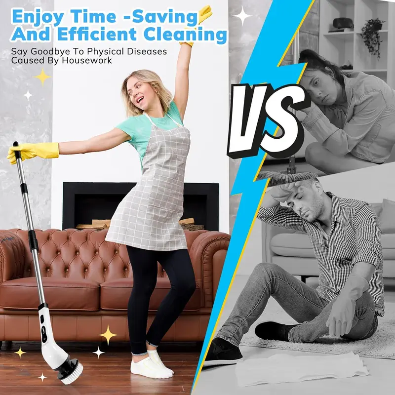 Product Introduction of Electric Spin Scrubber for Summer Gift, Handheld Shower Scrubber, Spinning Scrub Brush with Comfortable Adjustable Handle, Bathroom Scrubber, 360° Cordless Household Cleaning Brush for Windows, Electric Spin Scrubbers, Cleaner, Portable, Durable 23