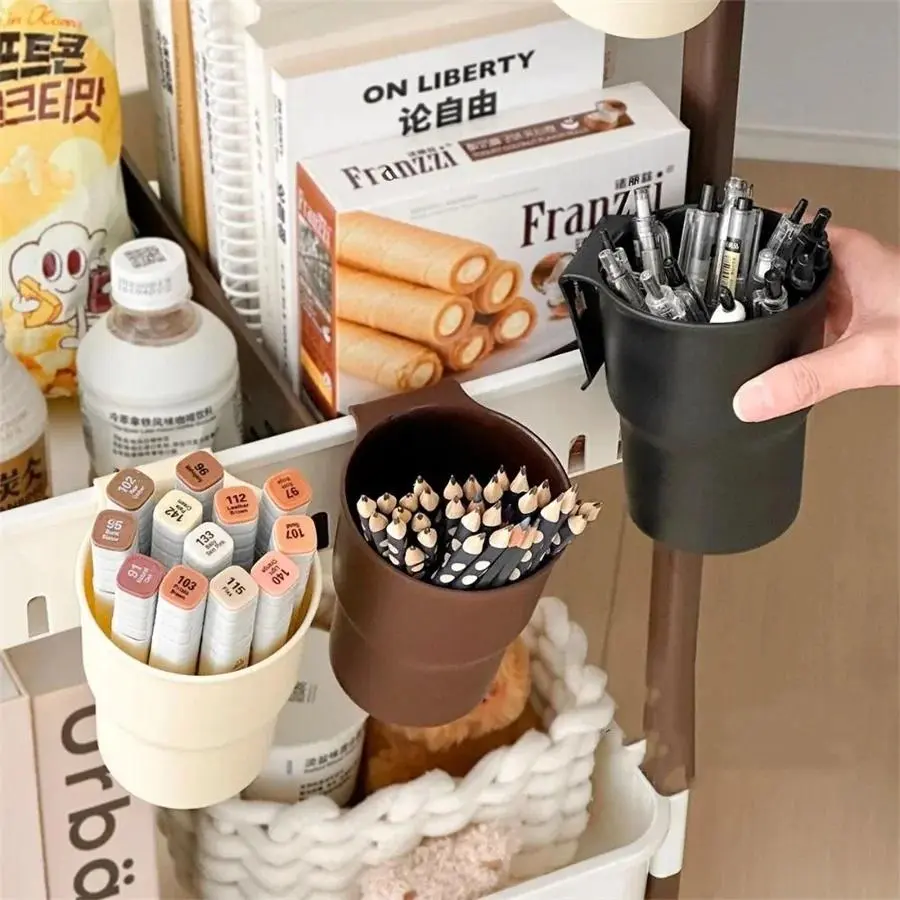 Plastic Hanging Pen Pencil Holder Portable Stationery Organizer Large Capacity Storage Box Multifunctional Cup Holder