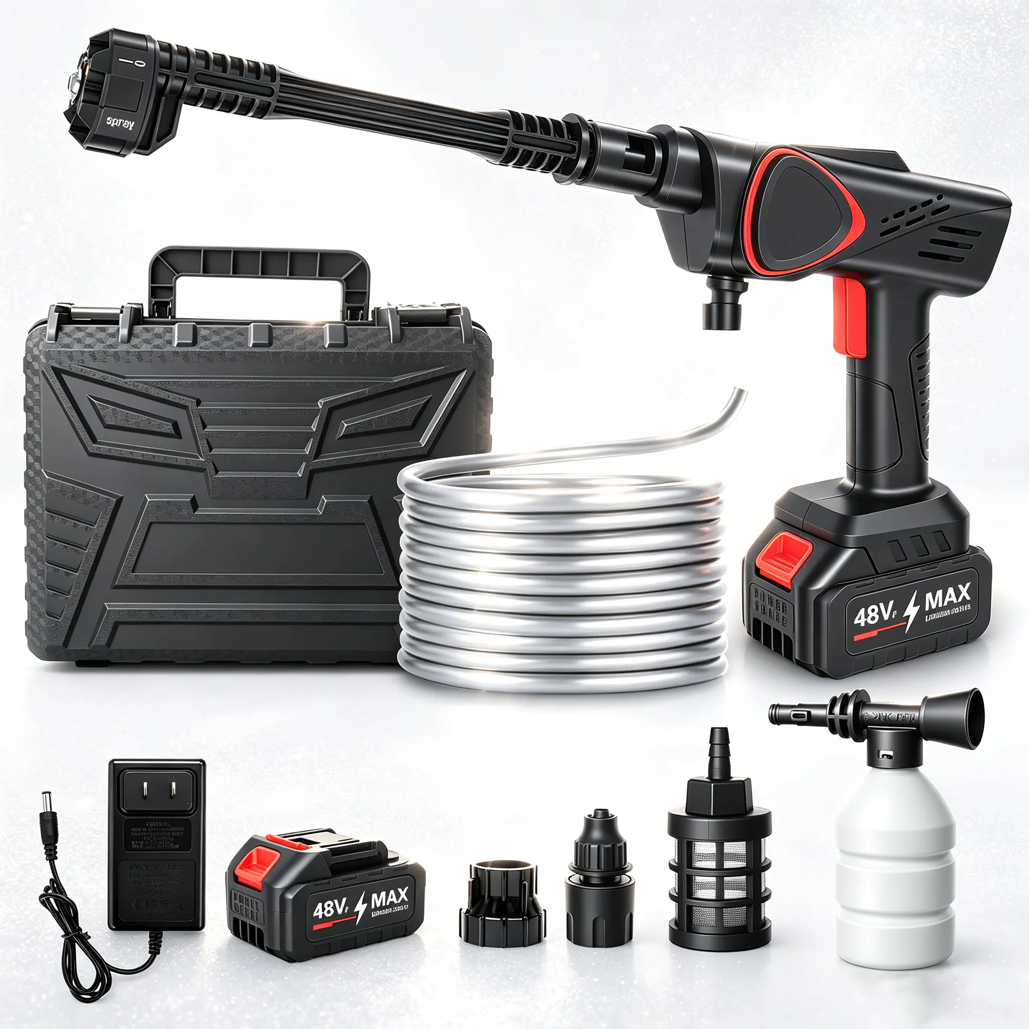 25000RPM High Pressure Cleaner，6-in-1 Spray Nozzle & Foam Bottle for Car and Outdoor Cleaning,father'sdaygifts，car wash equipment，cordless power washer，adjustable nozzle，power washer，electric pressure washer， cordless portable washer