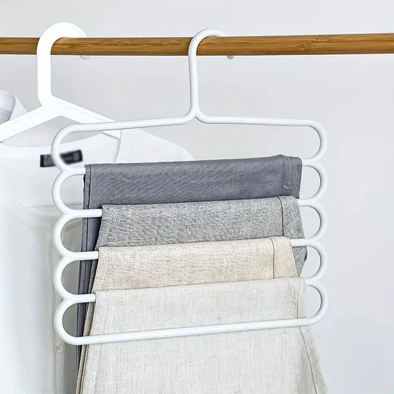 Multi-layer Pants Hanger, 5 Counts Non-slip Clothes Organizing Hanger, Multifunctional Clothes Storage Rack for Home Wardrobe, Home Organizers