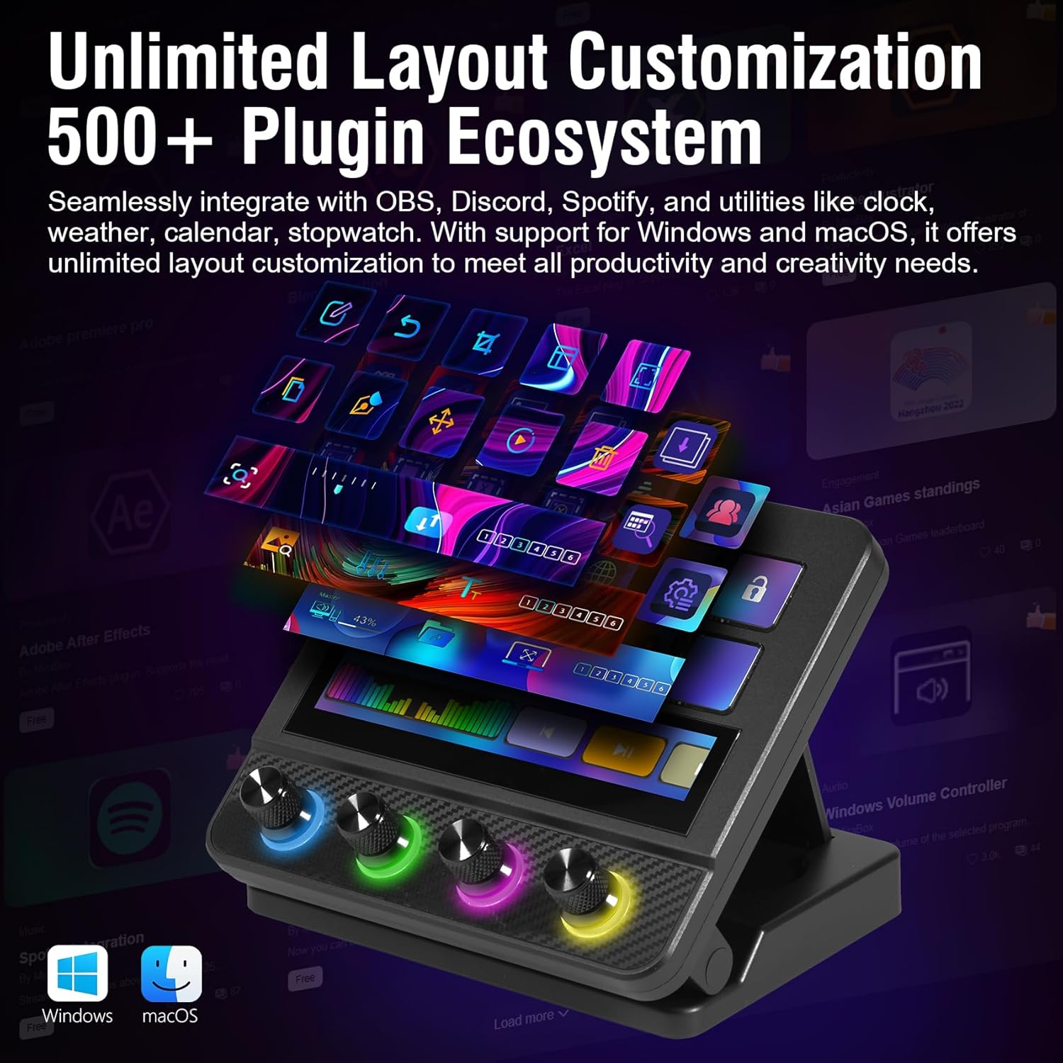 Macro Pad, Streaming Deck Stream Controller Soundboard Keypad, Programmable  USB Shortcut Keyboard for Gamer Streamer, Audio Mixer for OBS, YouTube, Office Desk Setup, PC,