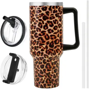 40 oz Tumbler with Handle and Flip Straw Lid, Vacuum Insulated Leak Proof Double Walled Stainless Steel Travel Mug Tumblers, Maintains Cold Ice and Heat for Hours
