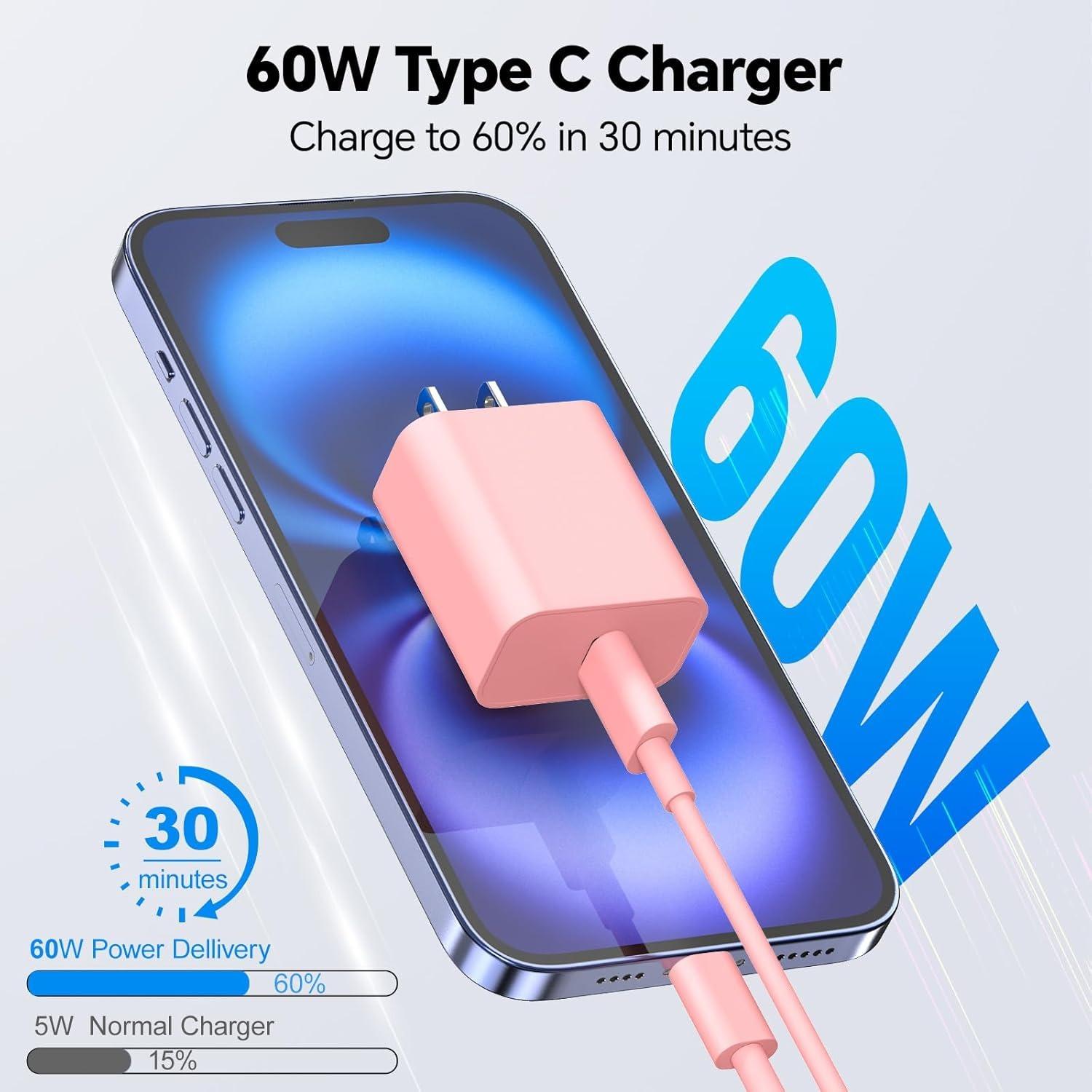 For iPhone 17 Charger Fast Charging,40W Dual USB C Charger Block with 10FT USB C-C Charging Cables with Phone 17/15/16Pro Max/16Plus,15Plus/15Pro/15Pro Max,Pad Pro/Air
