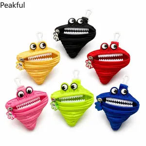 Novelty Monster Keychain Wallet, Viral Mini Zipper Pouch Charm, Adorable Storage Bag for Tiny Accessories, durable material & portable size, easy to hang on bags, perfect for commuting, shopping trips and casual daily carry