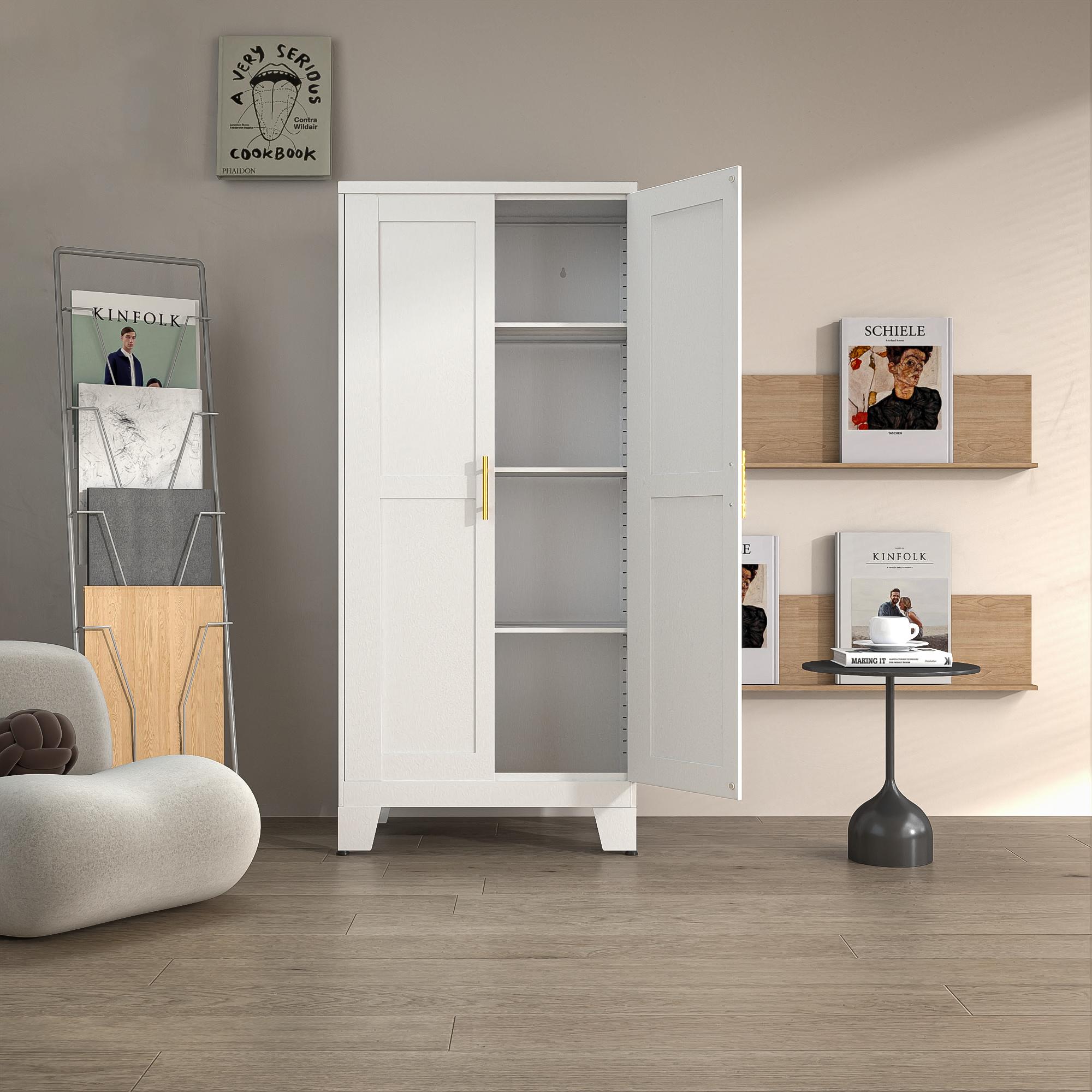 Metal Pantry Cabinet 47" with 2 Doors & 3 Adjustable Shelves, Kitchen Pantry Storage Cabinets for Dining Room, Living Room, Bathroom Furniture Organization storage cabinets drawer dresser  Cupboard Organizer