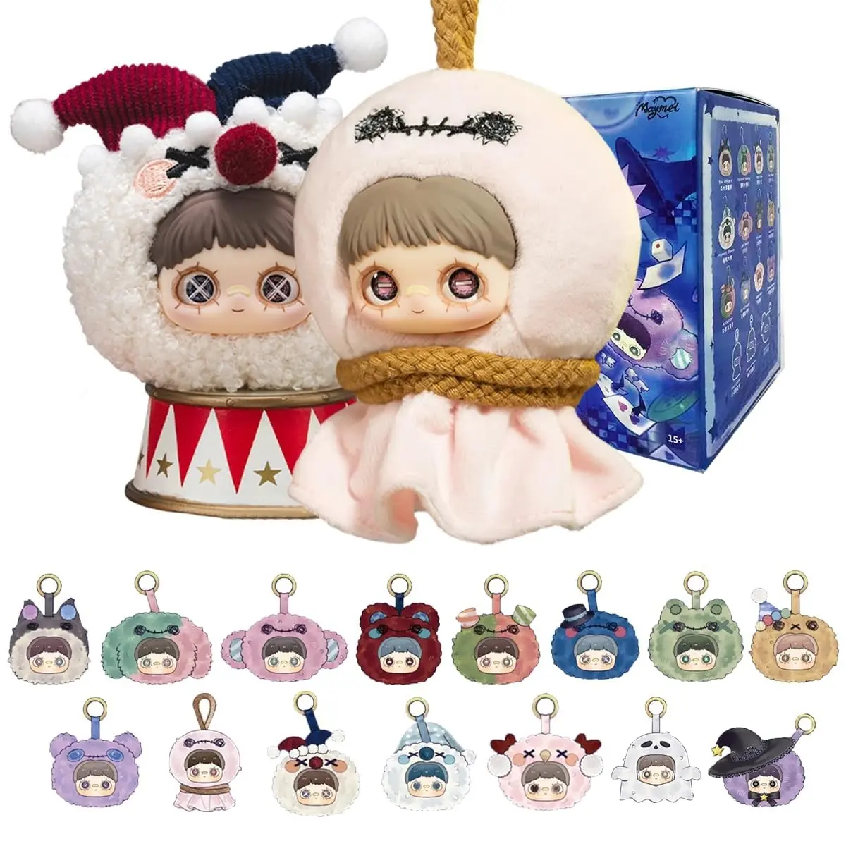 Maymei Circus Series Mini Plush Blind Box Doll Figure, Random 1 Out of 15 Styles, Cute Collectible Toy Gift for Valentine's Day Halloween Christmas