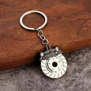 Creative Car Brake Disc Keychain for Men, Metal Rotating Key Ring, Alloy Material, Car Modification Keychain Gift, Small Accessory