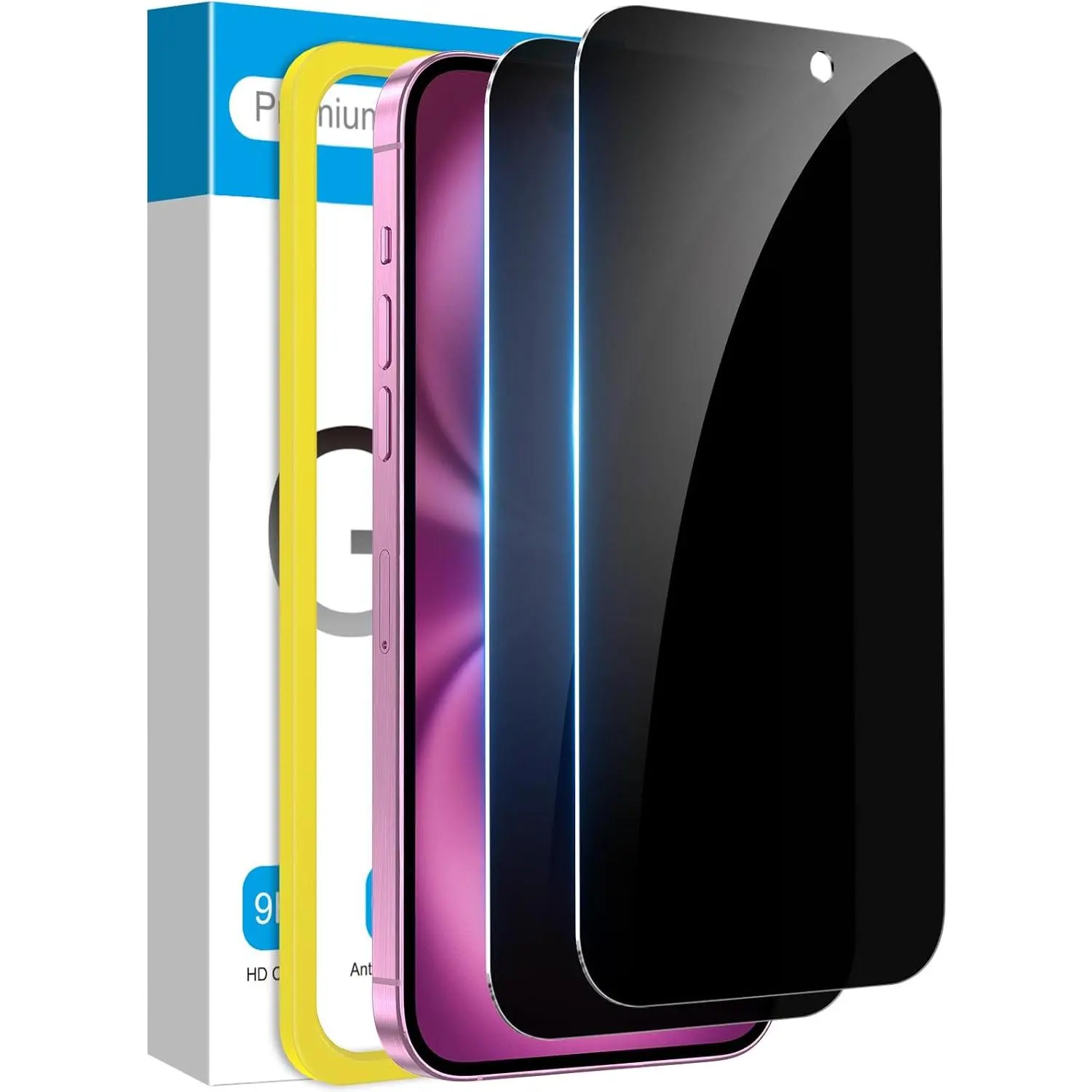 2 Pack Compatible for  15/ 16  Screen Protector, Anti Spy Private Case Friendly Anti-Scratch 9H Hardness Tempered Glass