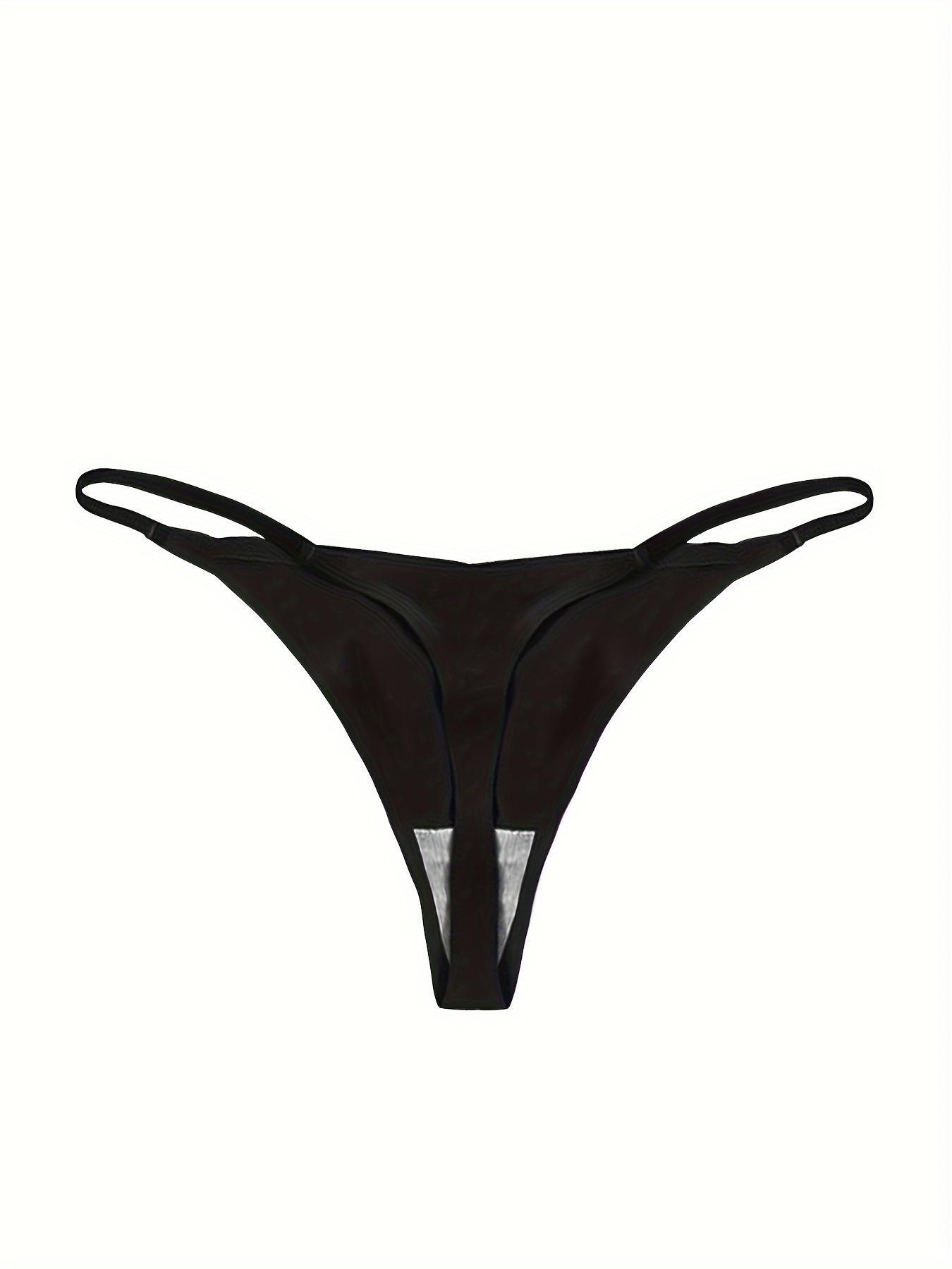 Women's Solid Seamless Thong Panties, 7/12 Counts Soft Comfy Breathable Drop Waist Knicker for Daily Wear, Women's Underwear for All Seasons