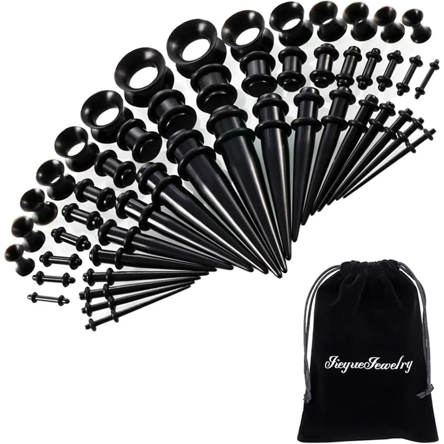 50/54 Pieces Ear Stretching Kit 14G-00G Acrylic Tapers and Plugs + Silicone Tunnels - Ear Gauges Expander Set Body Piercing Jewelry