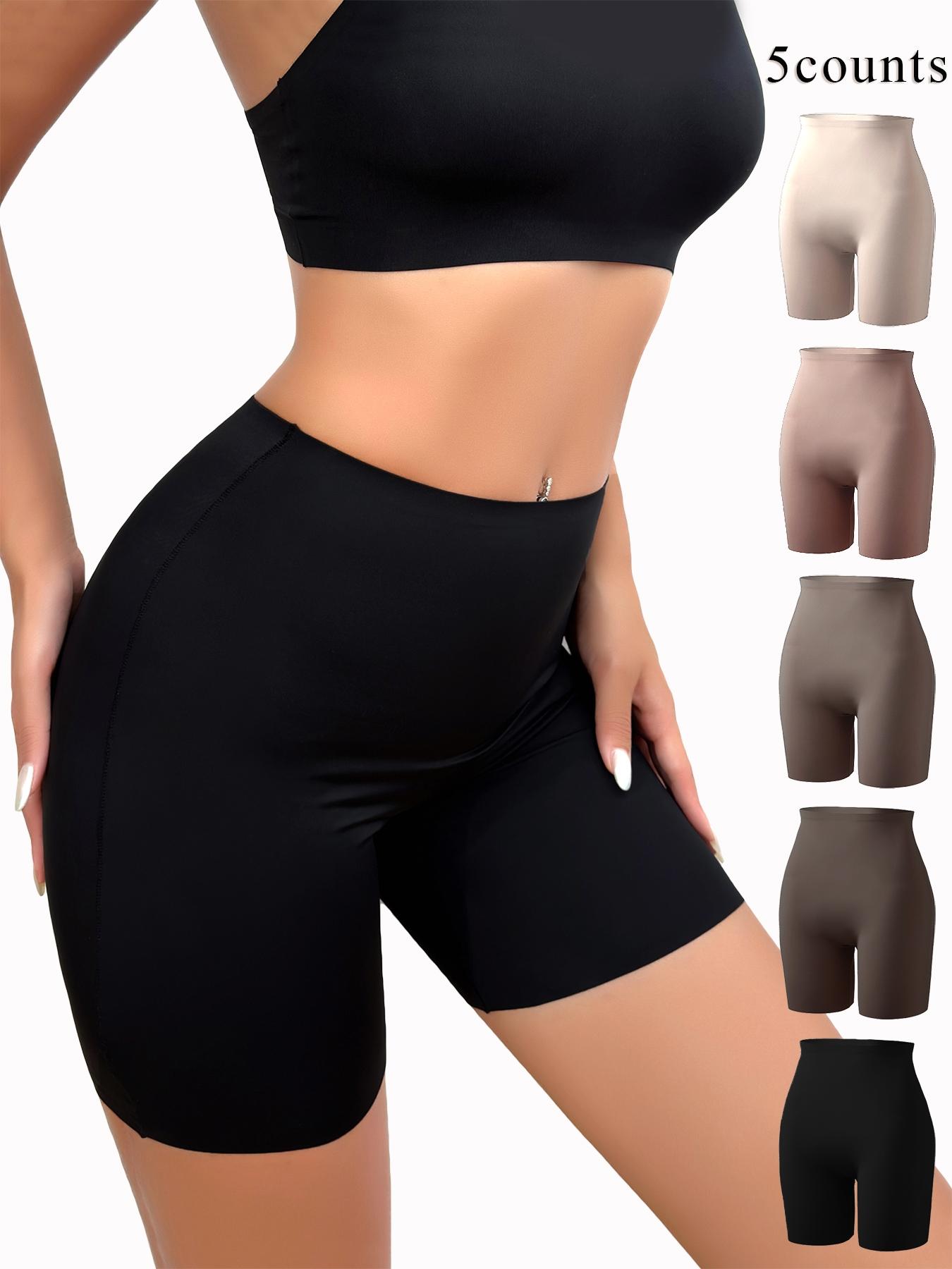 Women's Solid High Waisted Shapewear Shorts, Basic Minimalist Tummy Control Butt Lift Seamless Shaper, Comfy Breathable Shapewear Bottoms for Women, Clothing
