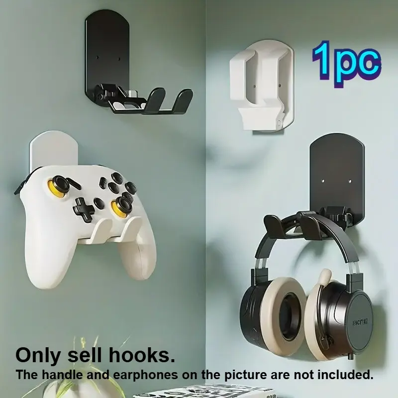 No-Drill Headphone Stand, Over-Ear Headphone Hook, Controller Storage Hook, Adhesive Wall-Mounted Shelf, Organize Items, Clutter-Free