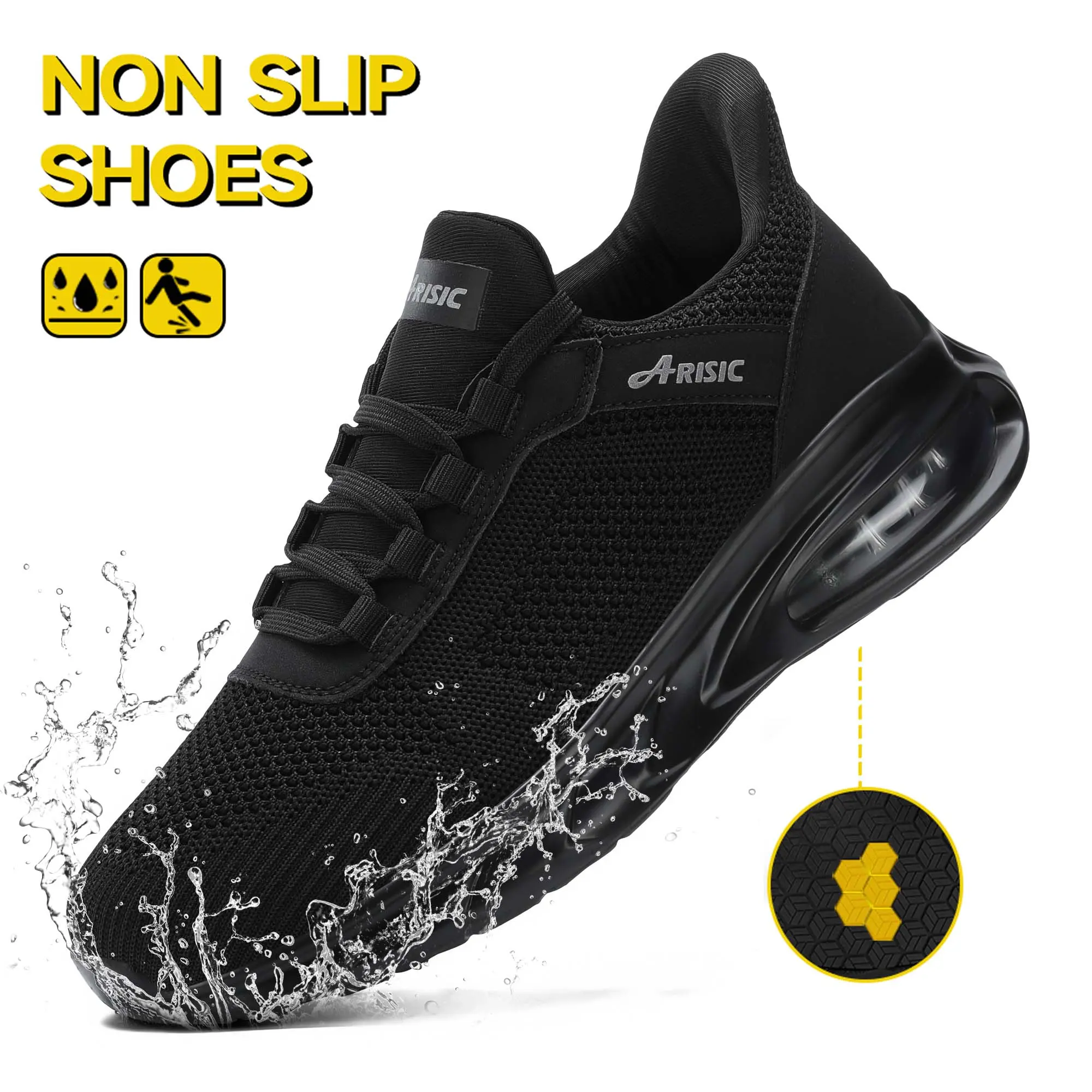 Unisex Nonslip Work Shoes - Breathable Polyester Slip-On Casual Sneakers, Lightweight Comfortable Rubber Sole for Kitchen Use, All-Season Sports Footwear