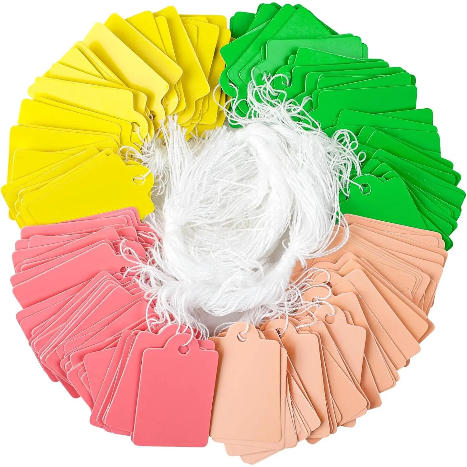 200 count Price Tags with String Attached 1 3/8" x 7/8" Writable Colored Hang Tag String Tags for Pricing Clothing  Price Display Labels Blank Merchandise Marking Paper Tag