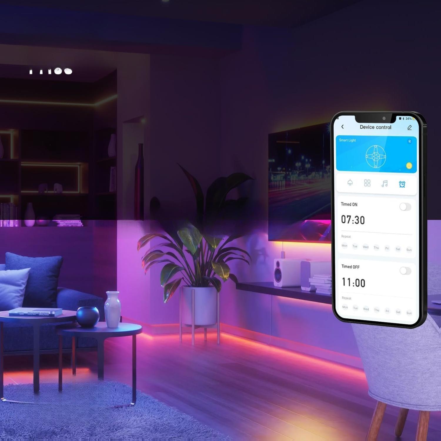 LED Strip Lights 130ft Lights Strip for Bedroom, Desk, Indoor Room Bedroom Brithday Gifts RGB Decor with Remote and 24V Power Supply