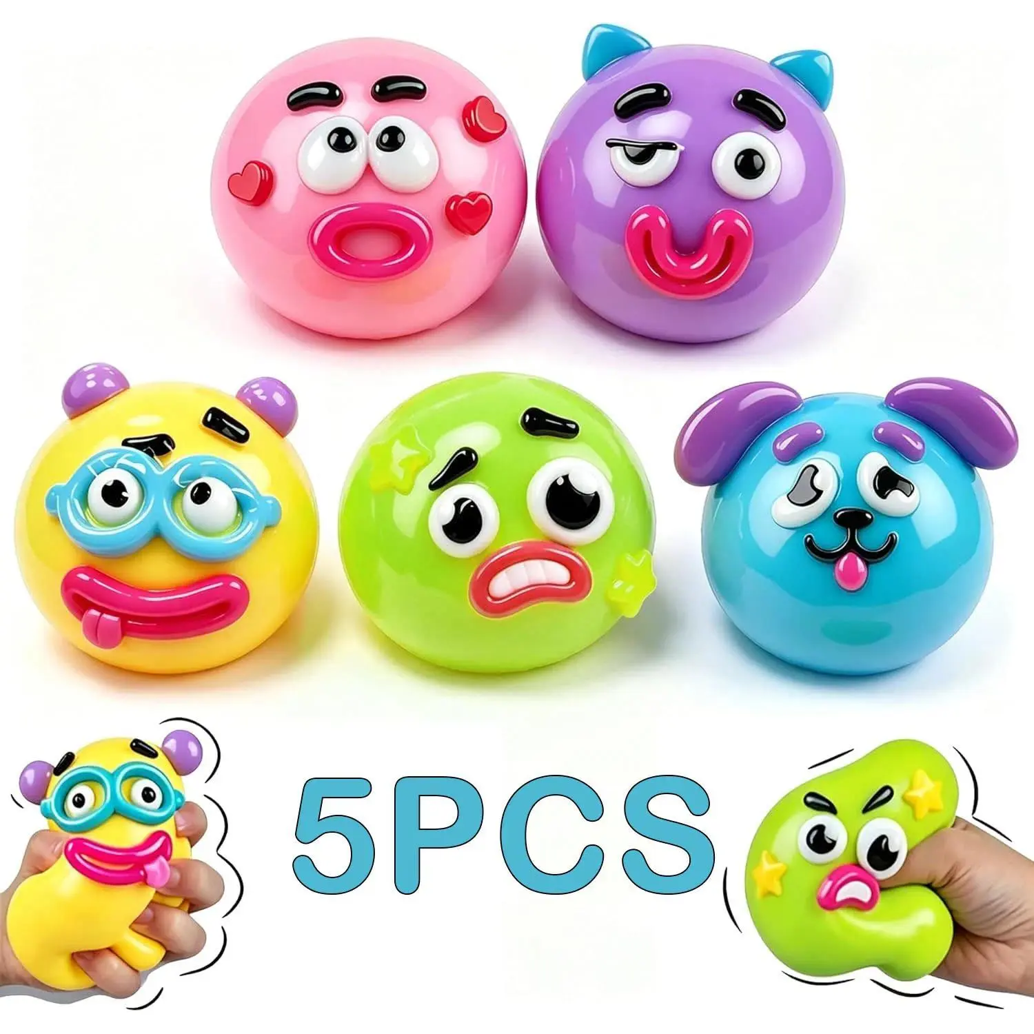 5Pack Smushers Face Squishy Toy Face Swap Squishy Toy Soft Taba Moldable Cute Slow Rise Squeeze Toy Relaxing Sensory
