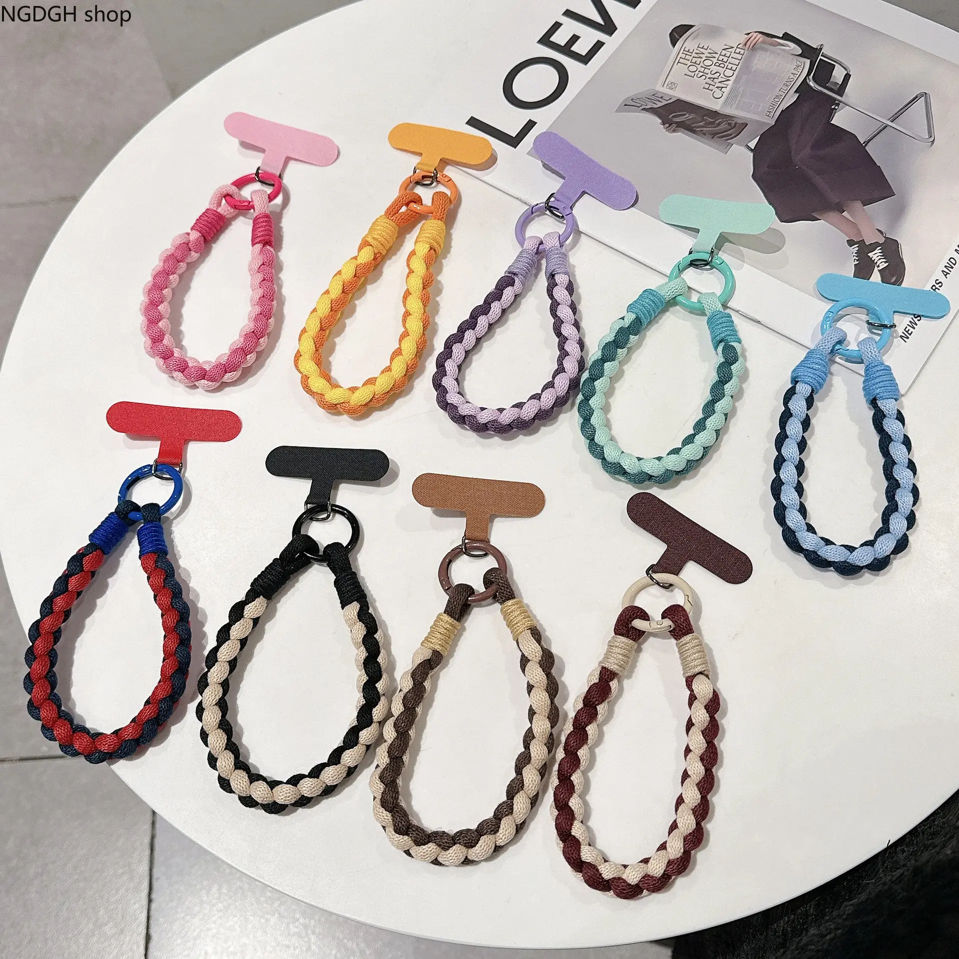 Colorful Braided Phone Wrist Strap for Women - Soft & Adjustable Clip-on Lanyard, Trendy Mobile Keychain Accessory, Accessories, Fashion Accessory
