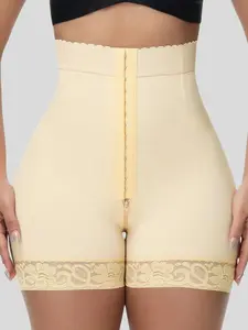 1 Count Women's Underwear Soft Stretchy Breathable Fabric Shaper Panties, Fajas, Floral Lace Trim Bottom with Adjustable Hooks, Colombian Shapewear, Reinforced Tummy Control Butt Lifting Silhouette Shapewear Shorts, Suitable for Various Occasions