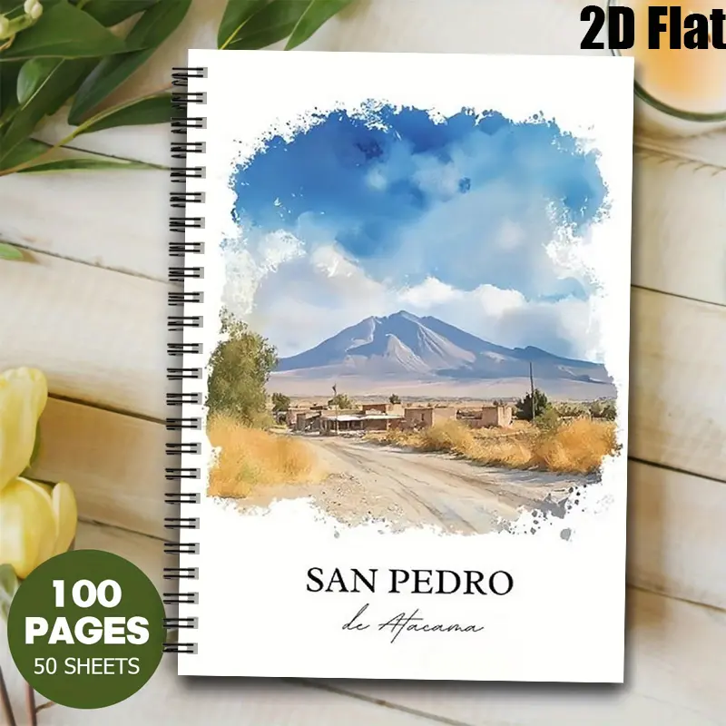 1 Spiral Notebook with San Pedro de Atacama Landscape, 5.7x8.26 Inch, High-Quality Lined Pages, Durable Coil Binding, Ideal for Travel Journaling, Adventure Logging, Camping Trips, Hiking Notes, Perfect Gift for Travel Enthusiasts on Birthdays, Holi
