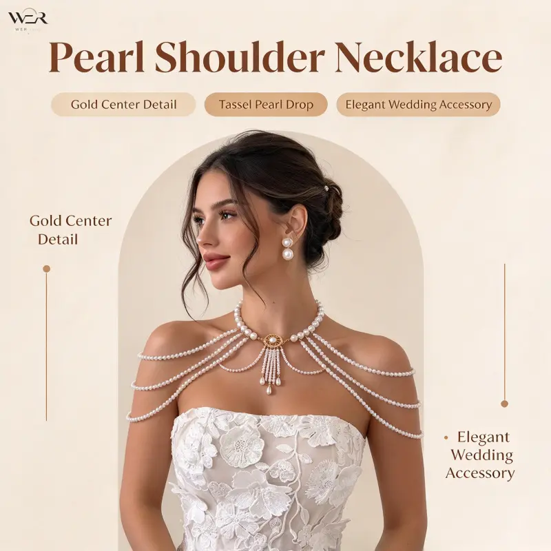 Vintage Pearl Body Chain, Bridal Wedding Dress Shoulder & Neck Choker, Tassel Multi-layer Chain Decorative Jewelry for Wedding Evening Gown