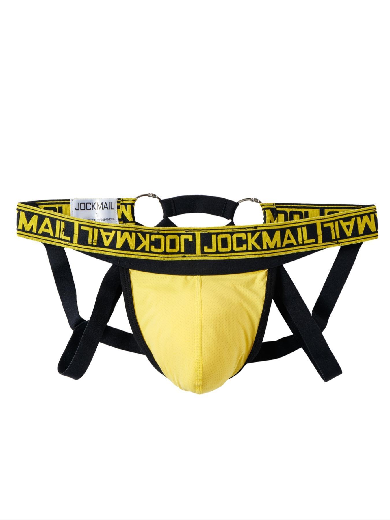 Lgbtq+ Men's Criss Cross Letter Tape Jockstrap, Breathable Ring Linked Sexy Waist Band for Daily Wear, Men's Underwear, Soft Stretch Briefs, Athletic Summer Wear, Elasticity Design Underwear, Activewear, Gym Jockstrap Underwear