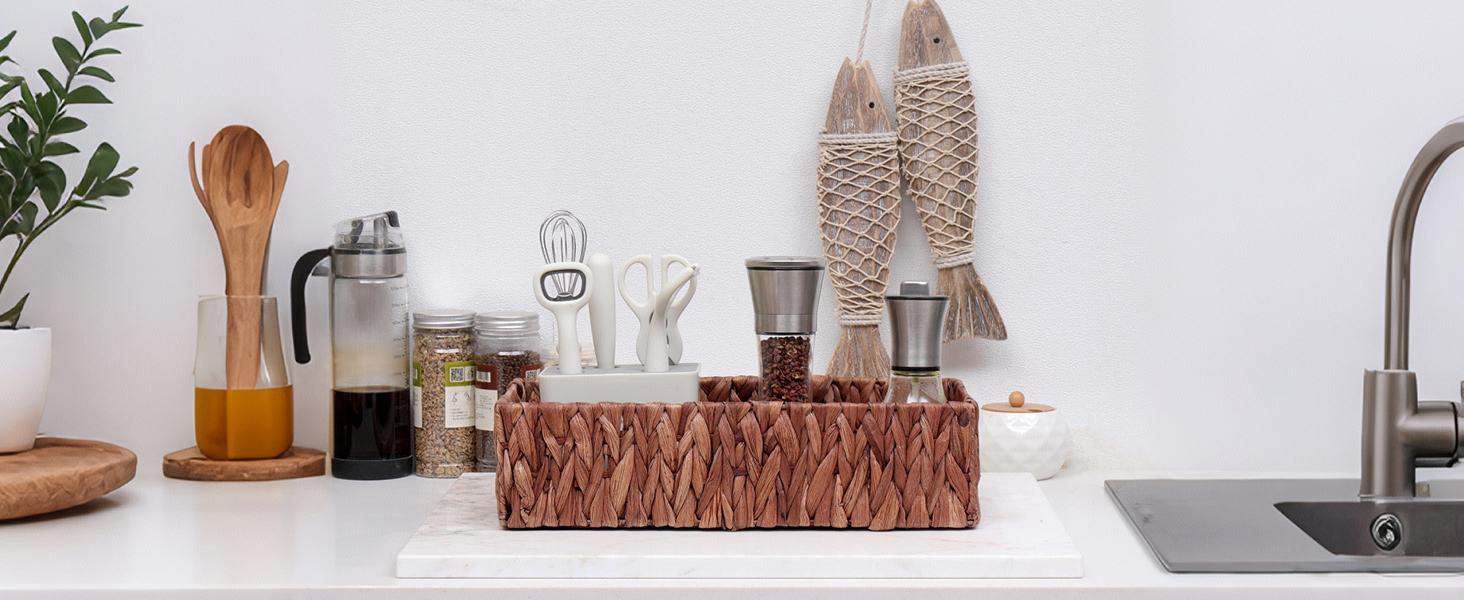 P-SBB010   Wicker Storage Basket Bathroom Toilet Tank Toilet Paper Baskets,Toilet Paper Holders for Storage with Built-in Handles,Storage Baskets for Organizing Pantry Bathroom