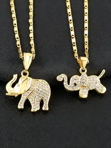 1pc fashion elephant necklace, light luxury micro inlaid cubic zirconia, women's small flying elephant collarbone chain, light luxury niche design, suitable for parties, Valentine's Day gifts, Christmas gifts