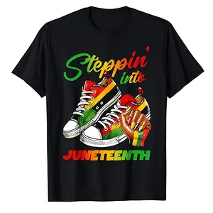 Men's Unisex Crewneck Juneteenth Freedom Graphic Print T-shirt, Classic Casual Top, Black Clothes, 180GSM Cotton Blend, Breathable Soft Smooth Short Sleeve, Historical Holiday Tee