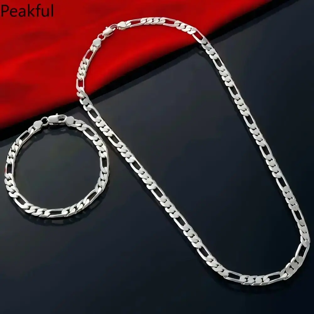 Triple Figaro Sterling Silver Layering Chain, Tarnish-Proof 4mm Unisex Necklace for Trendy Beach, Summer & Vacation Outfits, Durable & Hypoallergenic Jewelry for Gifts