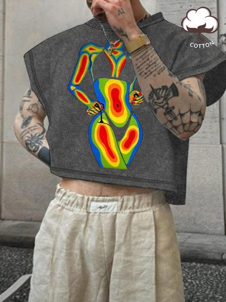 Men's Solid Color Crop Tank Top, Regular Fit Casual Sleeveless Round Neck Top for Summer, Fashion Men's Clothes for Daily Wear