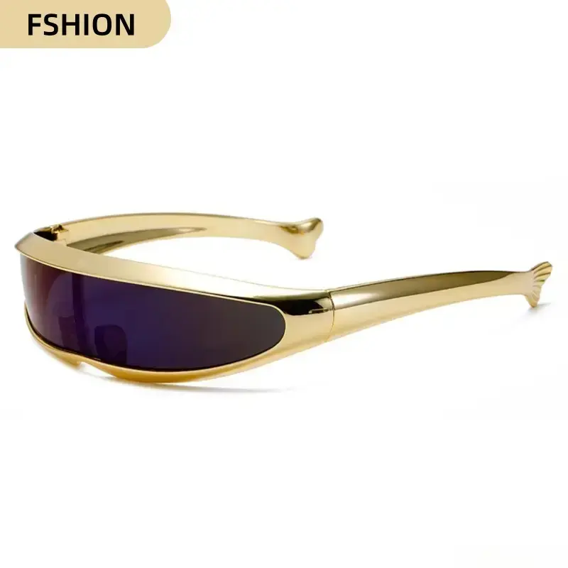 Y2K Futuristic Wrap-Around Sunglasses for Men & Women - UV400 1-Piece Electroplated Mirror Lens, Steampunk Shades, Cycling Sports & Outdoor Glasses for Rave,summerwins