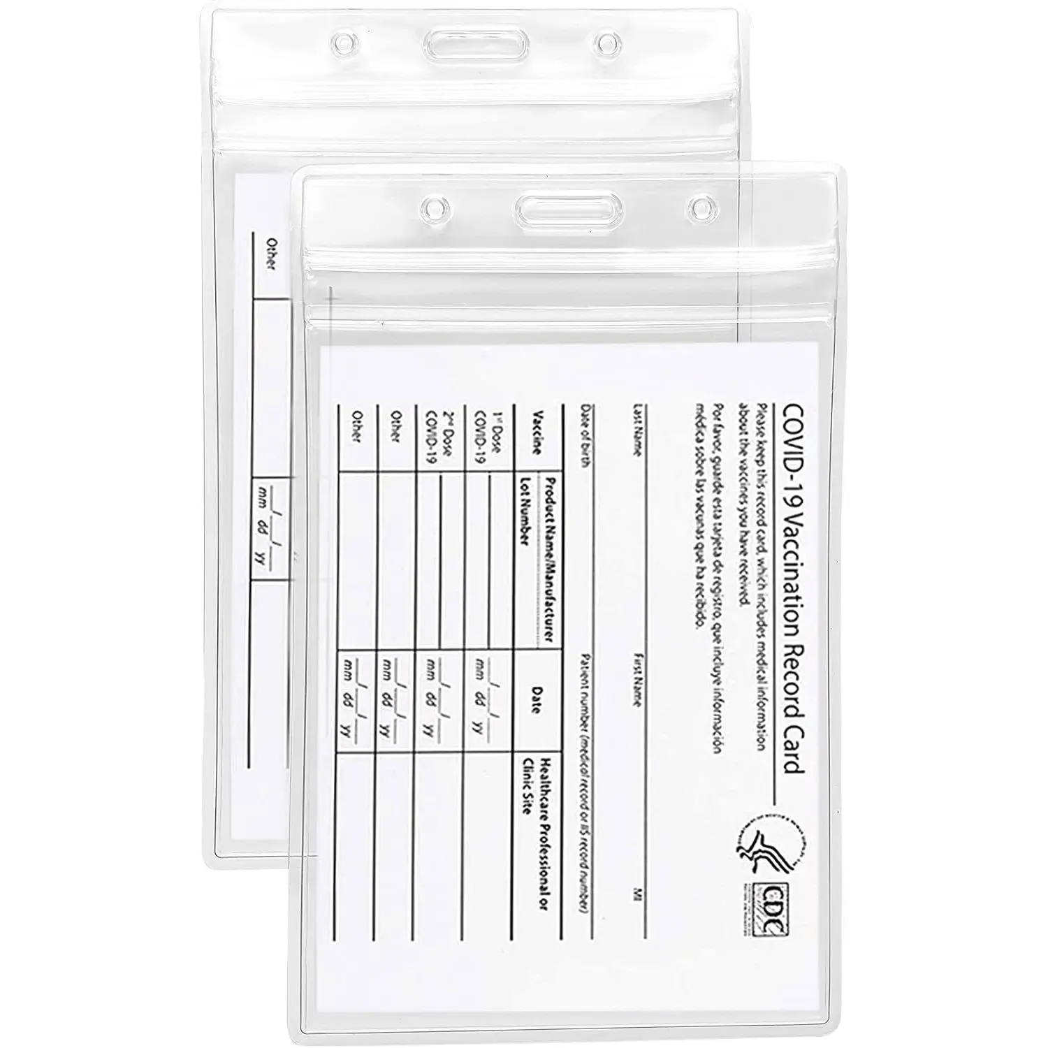 CDC Vaccination Card Protector 4 x 3 Inch Immunization Card Holder Pack of 2, Vaccine Card Protector, Clear Protective Sealable Plastic Sleeve, ID Card Holder