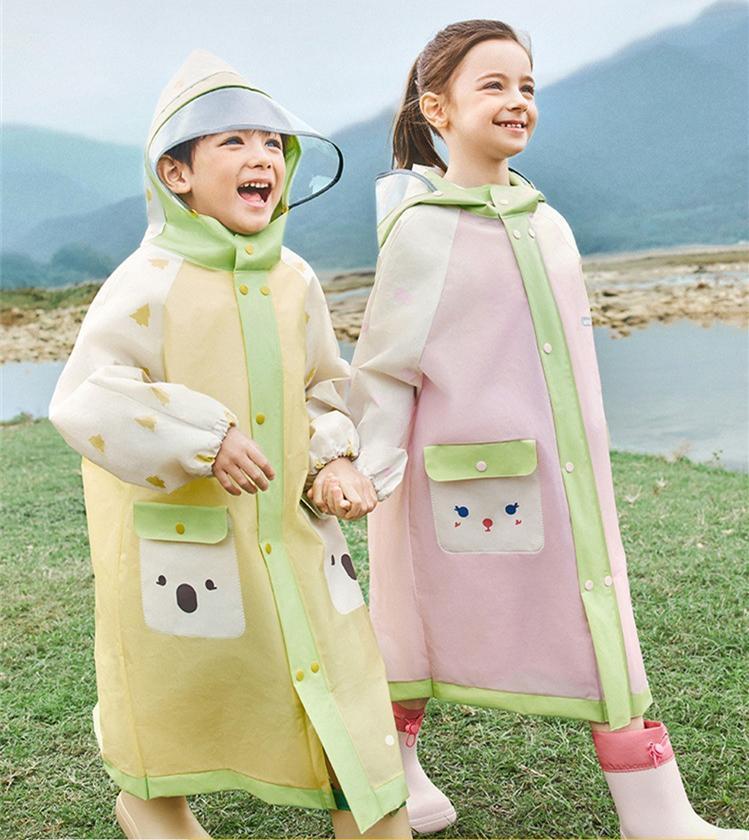 Korean Cute Kids Raincoat Waterproof Children Animal Style Rain Poncho Rain Coat Jacket With Backpack Position Student RainWear