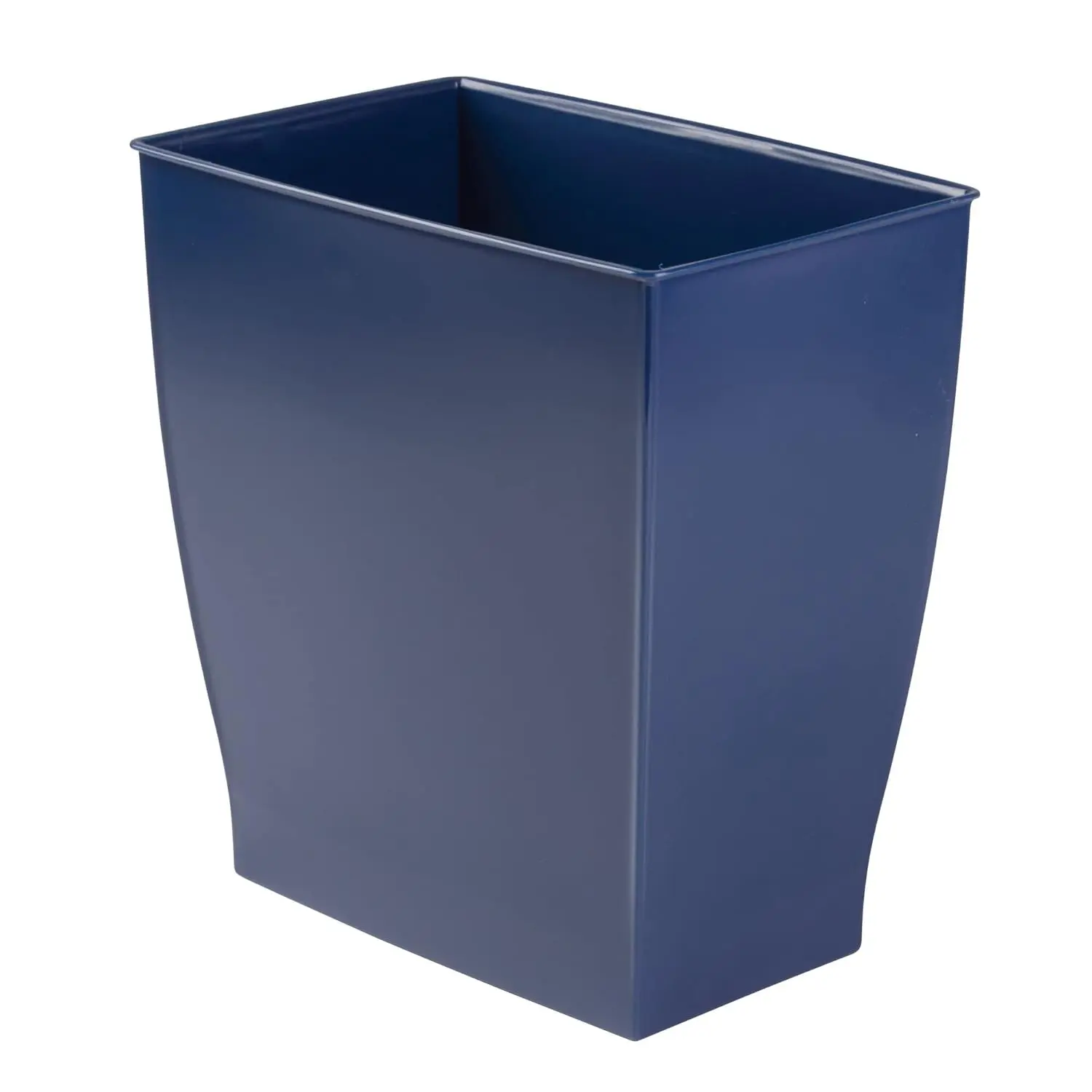 Small Plastic Bathroom Trash Can, Slim Rectangle Garbage Bin for Bedroom, Office, Dorm, Navy Blue