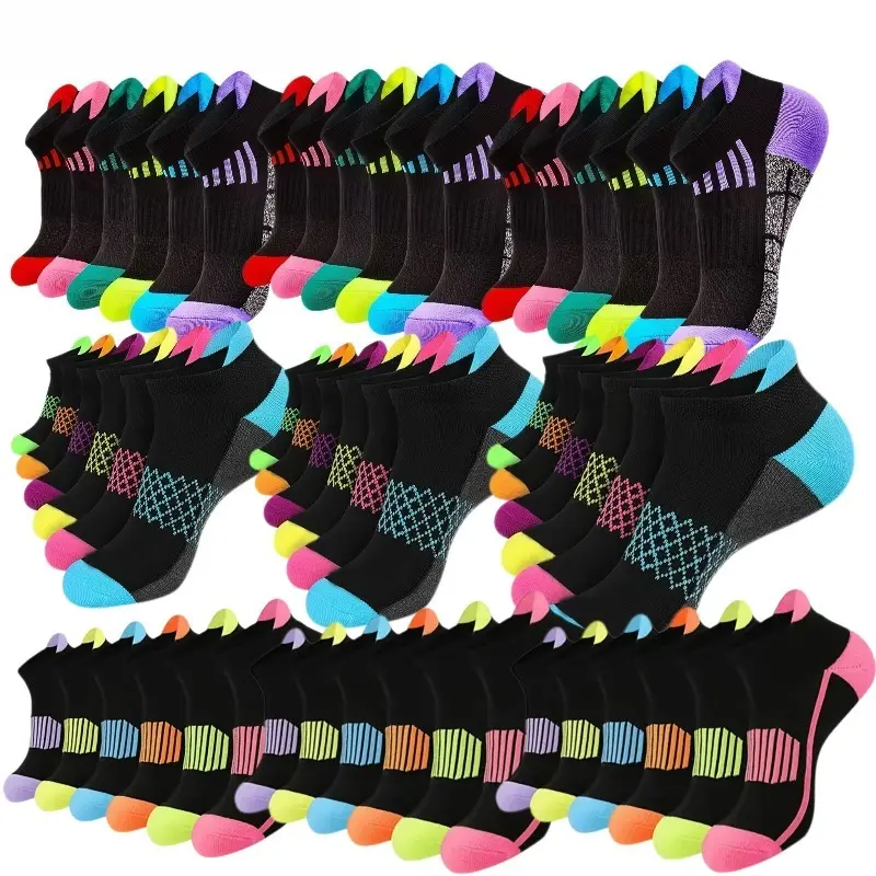 Moisture Wicking Sweat Control Sports Socks - Unisex Ankle Cut Hiking Accessories, 20/30/60 Pairs Pack, Soft Breathable Contrast Color, All Seasons Casual for Hiking & Daily Wear