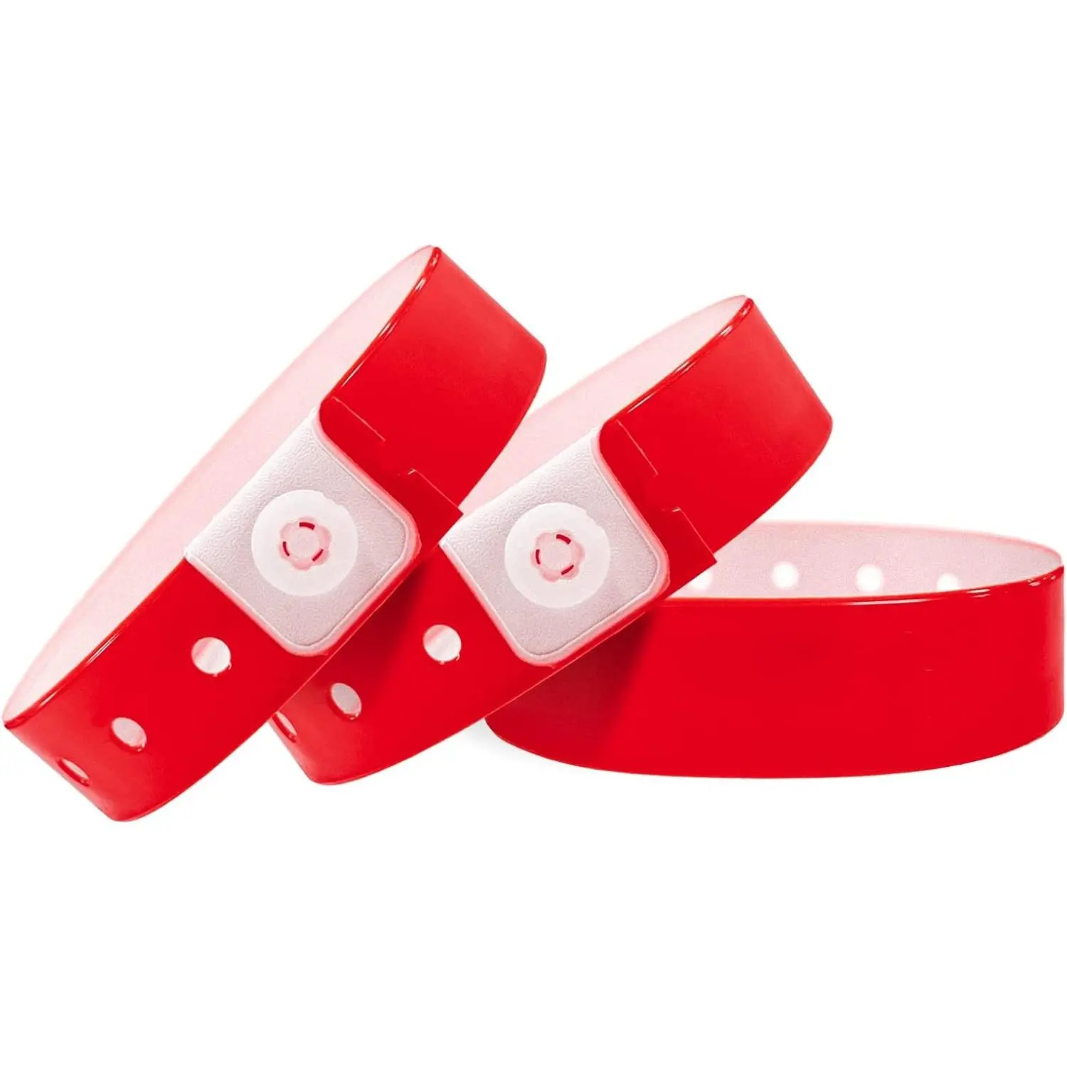 Red Plastic Wristbands-500 Pack Colored Identification Wristbands for Events, Waterproof Lightweight Security Vinyl Wristbands for Party Concert Club Festival Entrance Admission